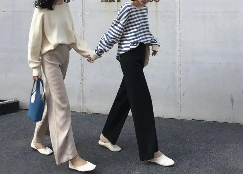 Pantalones punto canalé