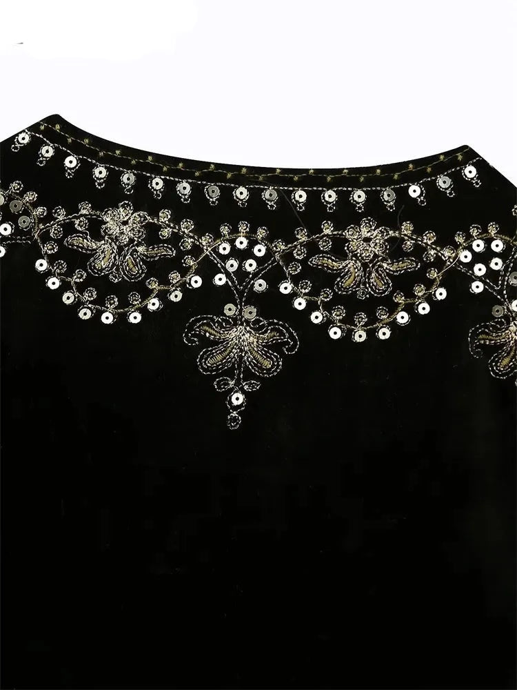 Chaleco terciopelo y lentejuelas