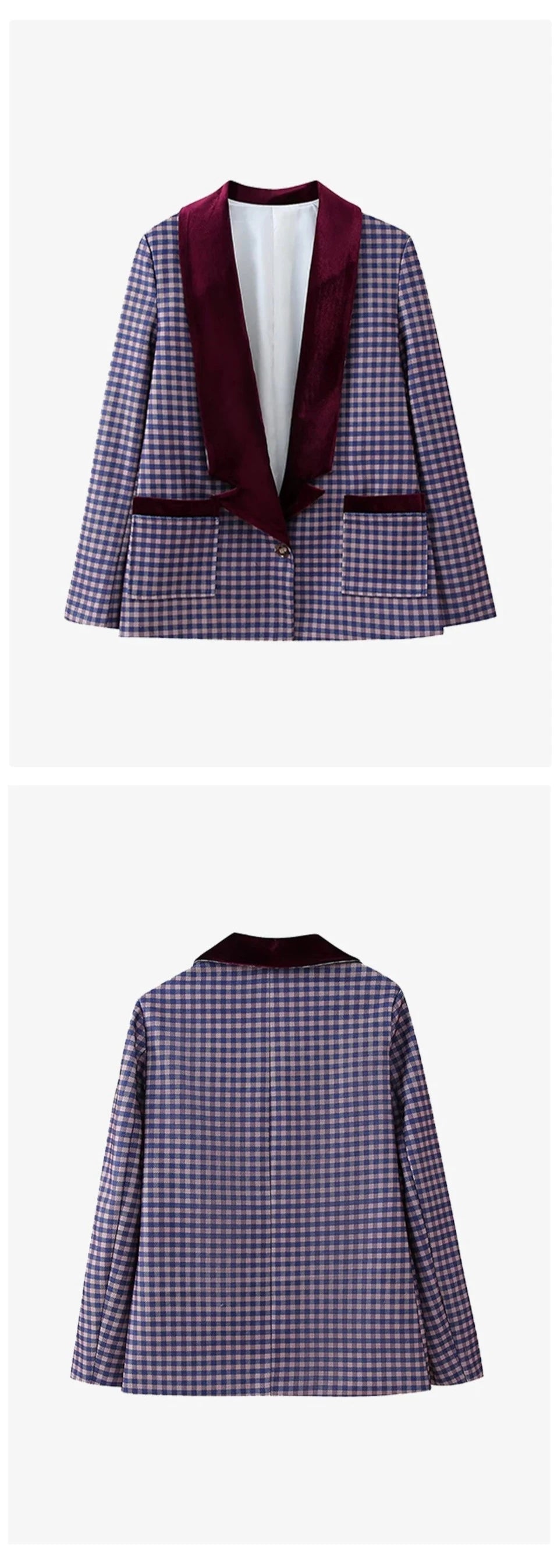 Chaqueta cuadros y terciopelo