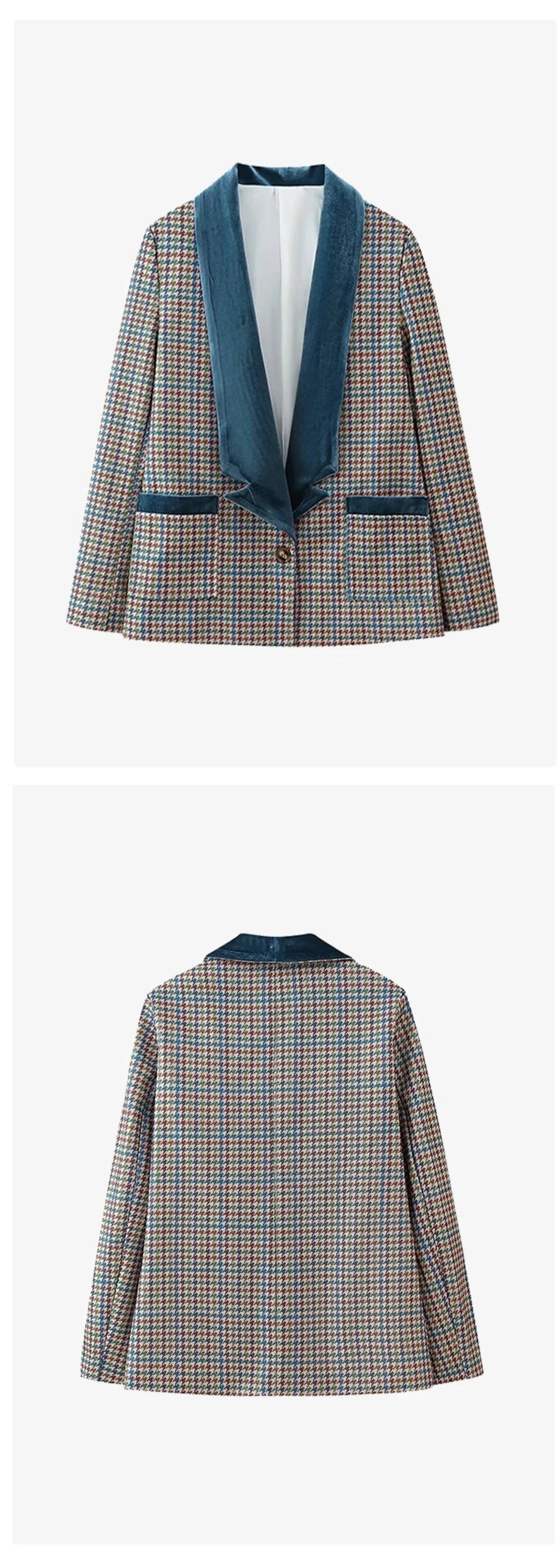 Chaqueta cuadros y terciopelo