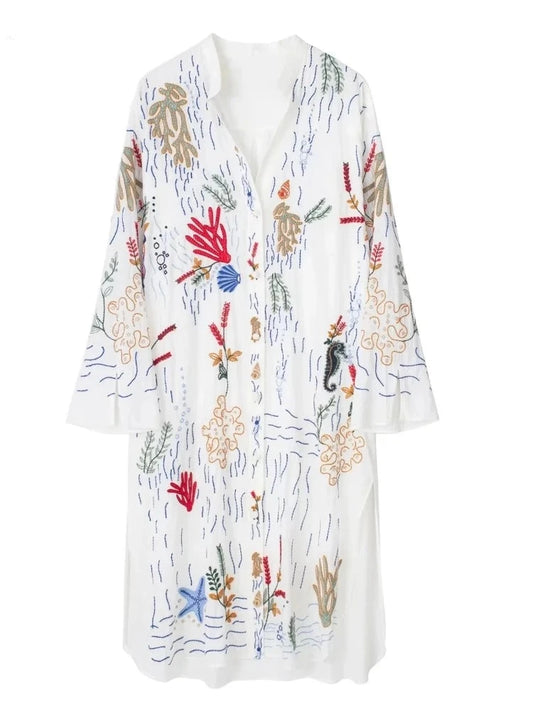 Vestido bordado mar