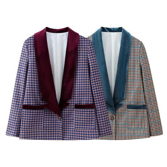 Chaqueta cuadros y terciopelo