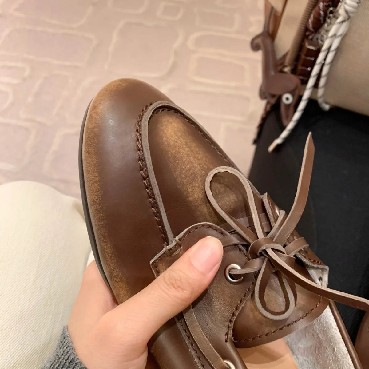 Mocasines piel con cordones