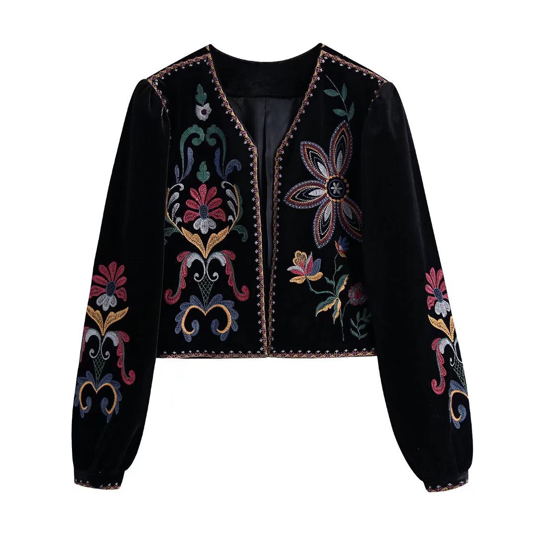 Chaqueta flores velvet