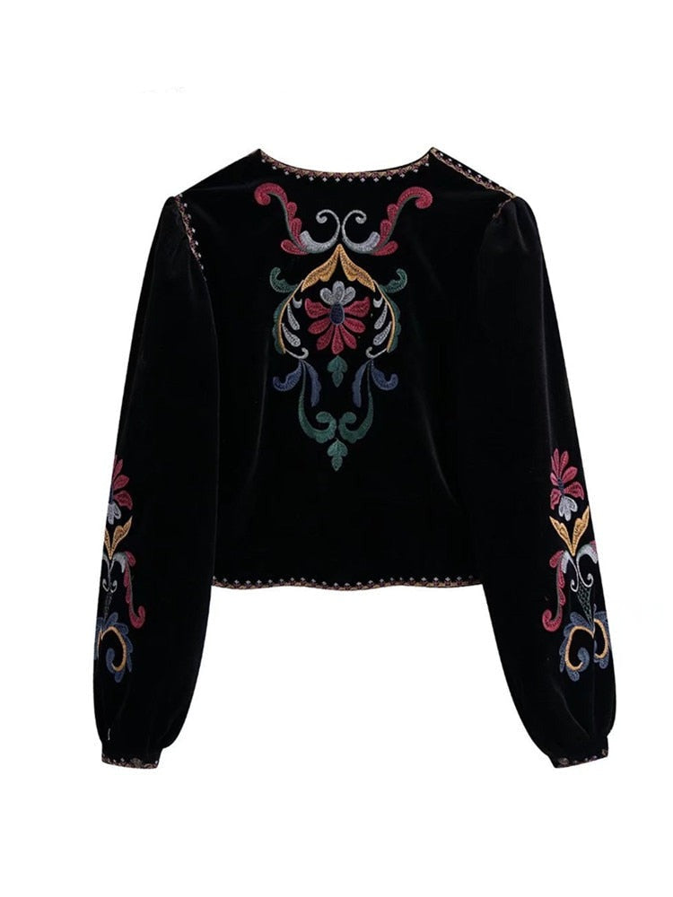 Chaqueta flores velvet